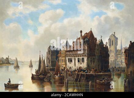 Hermann Ludwig - vue imaginaire de Rotterdam - École allemande - 19ème et début du 20ème siècle Banque D'Images