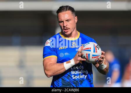 James Donaldson (25) de Leeds Rhinos se réchauffe Banque D'Images