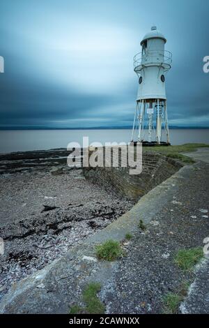 Black Nore Lighthouse, Portishead, Angleterre, sur la rivière Severn Banque D'Images