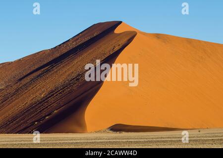 La crête d'une dune rouge dans le désert du Namib, à Sossusvlei, dans le parc national Namib-Naukluft de Namibie Banque D'Images