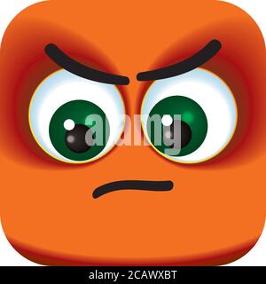 Emoticon carré rouge vif. Des visages de dessin animé pour votre conception. Illustration de Vecteur