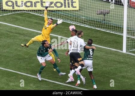 Sao Paulo, Brésil. 08 août 2020. JO lors d'un match entre Palmeiras vs Corinthiens, un match valable pour la finale du Championnat Paulista 2020 à Allianz Arena, à l'ouest de la capitale de São Paulo, Brésil, le 8 août 2020. (Photo de Thiago Bernardes/Pacific Press/Sipa USA) Credit: SIPA USA/Alay Live News Banque D'Images