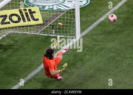 Sao Paulo, Brésil. 08 août 2020. Cassio lors d'un match entre Palmeiras et Corinthiens, un match valable pour la finale du Championnat Paulista 2020 à Allianz Arena, à l'ouest de la capitale de São Paulo, Brésil, le 8 août 2020. (Photo de Thiago Bernardes/Pacific Press/Sipa USA) Credit: SIPA USA/Alay Live News Banque D'Images