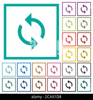 Icônes de couleur plate en boucle avec cadres quadrants sur fond blanc Illustration de Vecteur