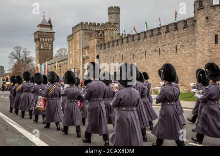 Groupe des gardes gallois, Cardiff, pays de Galles, Royaume-Uni Banque D'Images