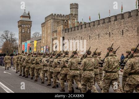 Welsh Guards, Cardiff, pays de Galles, Royaume-Uni Banque D'Images