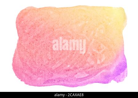 Colorations aquarelle dégradé dans des couleurs pastel avec des taches naturelles sur papier. Cadre isolé pour la forme dessinée à la main. Abstract unique ba Banque D'Images