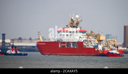 RSS Sir David Attenborough traverse River Mersey pour la première fois crédit Ian FairBrother/Alamy stock photos Banque D'Images