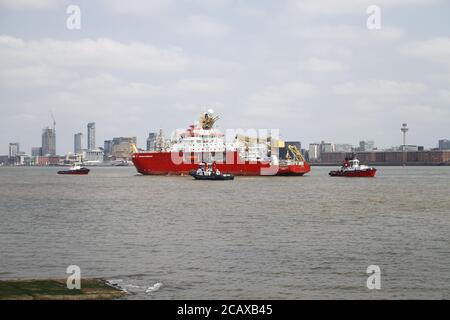 RSS Sir David Attenborough traverse River Mersey pour la première fois crédit Ian FairBrother/Alamy stock photos Banque D'Images