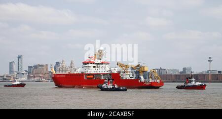 RSS Sir David Attenborough traverse River Mersey pour la première fois crédit Ian FairBrother/Alamy stock photos Banque D'Images