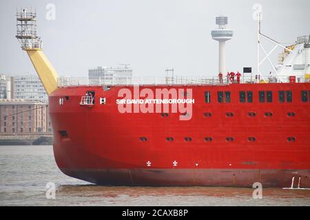 RSS Sir David Attenborough traverse River Mersey pour la première fois crédit Ian FairBrother/Alamy stock photos Banque D'Images