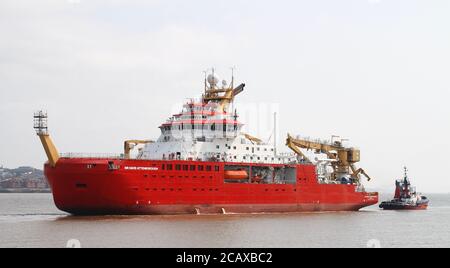 RSS Sir David Attenborough traverse River Mersey pour la première fois crédit Ian FairBrother/Alamy stock photos Banque D'Images