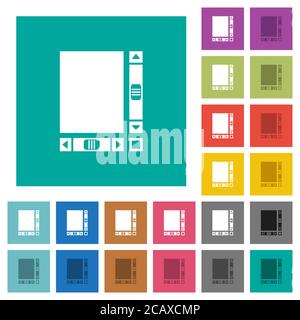 Document vierge avec barres de défilement icônes plates multicolores sur fonds carrés simples. Variantes d'icônes blanches et sombres incluses pour les EF actives ou en vol stationnaire Illustration de Vecteur