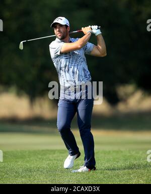 Adrian Otaegui en Espagne pendant le quatrième jour du championnat d'anglais au Hanbury Manor Marriott Hotel and Country Club, Hertfordshire.Dimanche 9 août 2020.Voir PA Story Golf Ware.Le crédit photo devrait se lire comme suit : Adam Davy/PA Wire.RESTRICTIONS : utilisation éditoriale, aucune utilisation commerciale. Banque D'Images