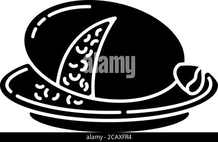 Icône de glyphe noir Haggis. Repas écossais savoureux. Recette nationale de pudding. Nourriture de mouton européenne. Recette avec foie de mouton et poumons. Symbole de silhouette activé Illustration de Vecteur