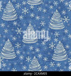 Motif de Noël sans couture pour cartes de vœux et papier d'emballage. Doodle arbres de Noël. Illustration vectorielle dessinée à la main. Banque D'Images