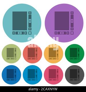 Document vierge avec barres de défilement icônes plates plus sombres sur fond rond couleur Illustration de Vecteur