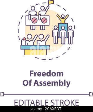 Icône de concept de liberté d'assemblage. Illustration de l'idée de la liberté de protestation de masse pacifique. Liberté d'association. Droit fondamental de l'homme. Vecteur i Illustration de Vecteur