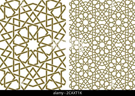 Décoration géométrique sans couture basée sur l'art islamique traditionnel.lignes de couleur marron.définir un motif simple et un motif 2x2.lignes de cime épaisses. Illustration de Vecteur