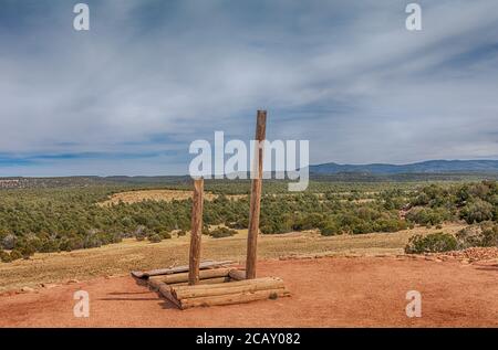 Pecos Pueblo kiva au parc historique national de Pecos, Nouveau-Mexique, États-Unis. Banque D'Images