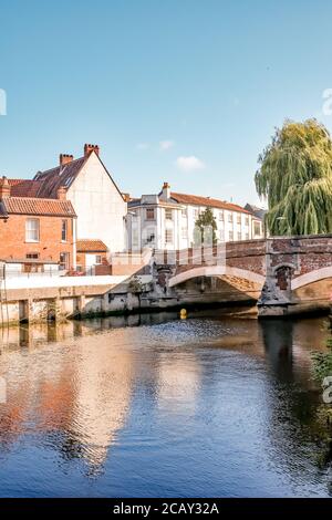 FYE Bridge au-dessus de la rivière Wensum dans la ville de Norwich Banque D'Images