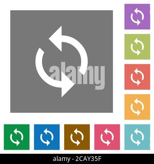 Icônes plates de boucle de programmation sur des arrière-plans carrés de couleur simples Illustration de Vecteur