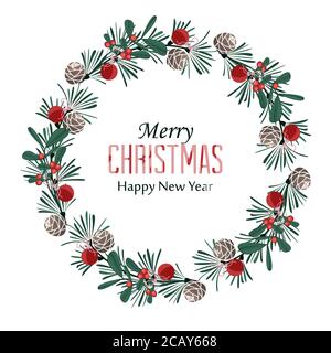 Couronne de Noël avec ornements Illustration de Vecteur