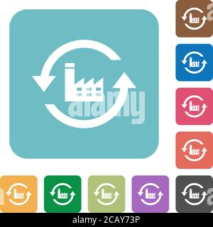Rétablir les valeurs par défaut des icônes blanches plates sur les arrière-plans carrés de couleur arrondie Illustration de Vecteur