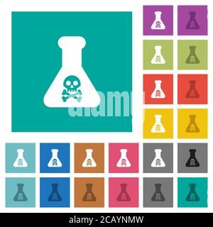 Des icônes plates multicolores d'expériences chimiques dangereuses sur des fonds carrés simples. Variantes d'icônes blanches et foncées incluses pour un effet de survol ou actif Illustration de Vecteur