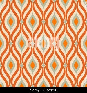 Motif rétro sans coutures des années 50 et 60. Arrière-plan abstrait Vintage sans couture dans le style des années 60. Fond organique. Répétition géométrique. Vecteur. Illustration de Vecteur
