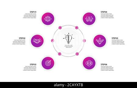 Modèle de conception graphique. Les icônes marketing peuvent être utilisées pour la présentation du flux de travail, le diagramme, le rapport annuel et la conception Web. Concept d'entreprise. Vecteur sur isolé Illustration de Vecteur