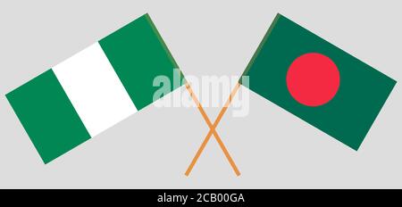 Drapeaux croisés du Bangladesh et du Nigéria. Couleurs officielles. Proportion correcte. Illustration vectorielle Illustration de Vecteur