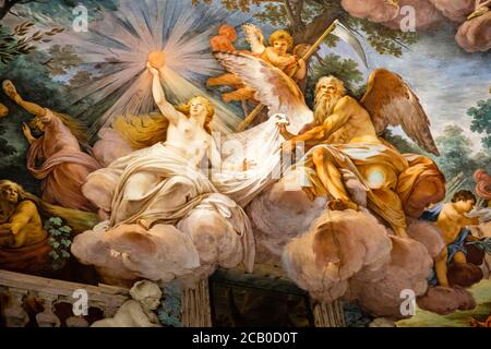 Art italien, détail de l'Apothéose de Romulus par Mariano Rossi, fresque au plafond à la Galerie Borghese (Galerie Borghèse) Musée, Rome, Italie Banque D'Images