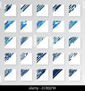 Pack de décoration d'angle pour cartes de visite de style moderne. Décoration moderne pour les modèles en bleu clair et bleu foncé. Les illustrations de conception peuvent être utilisées Illustration de Vecteur