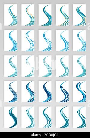 Pack de décoration d'angle pour cartes de visite de style moderne. Décoration moderne pour les modèles en bleu clair et bleu foncé. Les illustrations de conception peuvent être utilisées Illustration de Vecteur