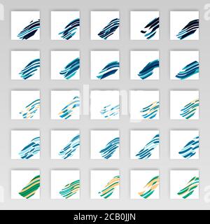 Pack de décoration d'angle pour cartes de visite de style moderne. Décoration moderne pour les modèles en bleu clair et bleu foncé. Les illustrations de conception peuvent être utilisées Illustration de Vecteur