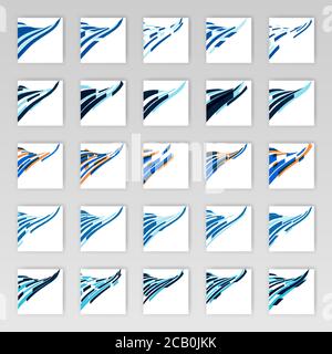 Pack de décoration d'angle pour cartes de visite de style moderne. Décoration moderne pour les modèles en bleu clair et bleu foncé. Les illustrations de conception peuvent être utilisées Illustration de Vecteur