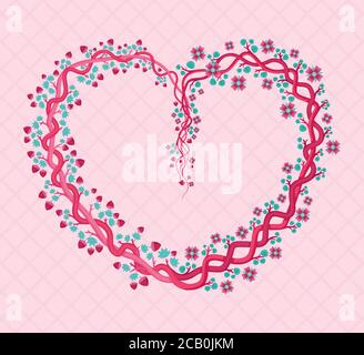 Coeur floral rose en forme de coeur avec des tons féminins et girly. Peut être utilisé pour les fêtes de remise des diplômes, mariages, mode, invitations, Affiches, Flaye Illustration de Vecteur