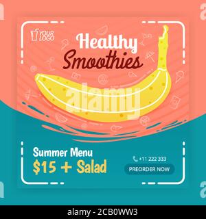 Des publicités sur les réseaux sociaux fluides. Affiche pour l'industrie agroalimentaire. Peut être utilisé pour les médias en ligne, la brochure, la circulaire, la carte, les annonceurs muraux Illustration de Vecteur