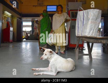 Kolkata, Inde. 09e août 2020. Personnes en attente pour obtenir des aliments dans un camp de don de nourriture pendant cette période pandémique à Kolkata (photo de Sudipta Das/Pacific Press) crédit: Pacific Press Media production Corp./Alay Live News Banque D'Images