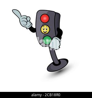 Dessin animé de caractère de feu de circulation. Vecteur de modèle de conception Illustration de Vecteur