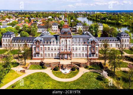 Vue aérienne, Château de Philippsruhe, Hanau, Hesse, Allemagne Banque D'Images