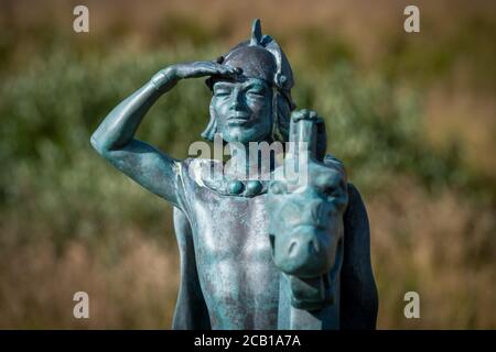 Sculpture de Viking Leif Eriksson, découvreur de l'Amérique, Eiriksstaoir, Islande Banque D'Images