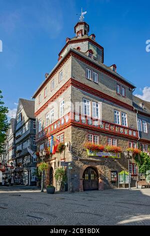 Hôtel de ville historique, place du marché, vieille ville, Herborn, quartier Lahn-Dill, Hesse, Allemagne Banque D'Images