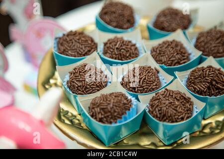 Gros plan de délicieuses friandises au chocolat Banque D'Images