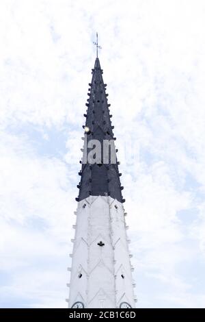 Plan vertical du clocher de l'église Saint-Etienne à Ars-en-Re, France Banque D'Images