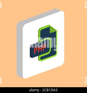 Icône de vecteur simple de document PHP. Modèle de conception de symbole d'illustration pour élément d'interface utilisateur Web mobile. Pictogramme isométrique de couleur parfaite sur carré blanc 3d. Illustration de Vecteur