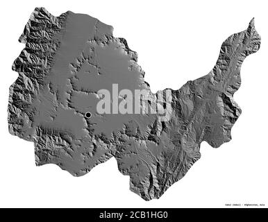 Forme de Kaboul, province d'Afghanistan, avec sa capitale isolée sur fond blanc. Carte d'élévation à deux niveaux. Rendu 3D Banque D'Images