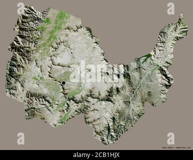 Forme de Kaboul, province d'Afghanistan, avec sa capitale isolée sur un fond de couleur unie. Imagerie satellite. Rendu 3D Banque D'Images