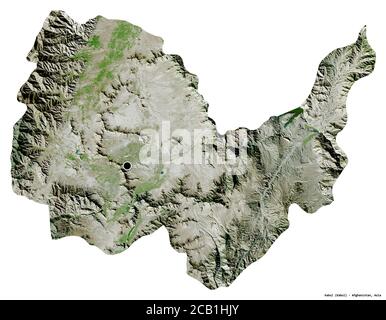 Forme de Kaboul, province d'Afghanistan, avec sa capitale isolée sur fond blanc. Imagerie satellite. Rendu 3D Banque D'Images